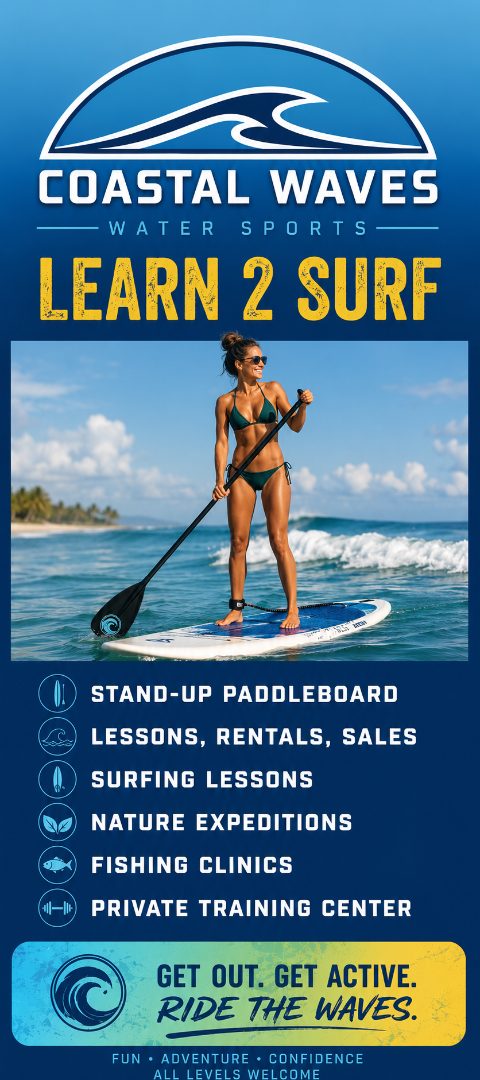 Coastal Waves Water Sports rack card