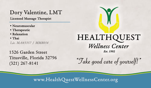 HealthQuest Wellness Center business card front